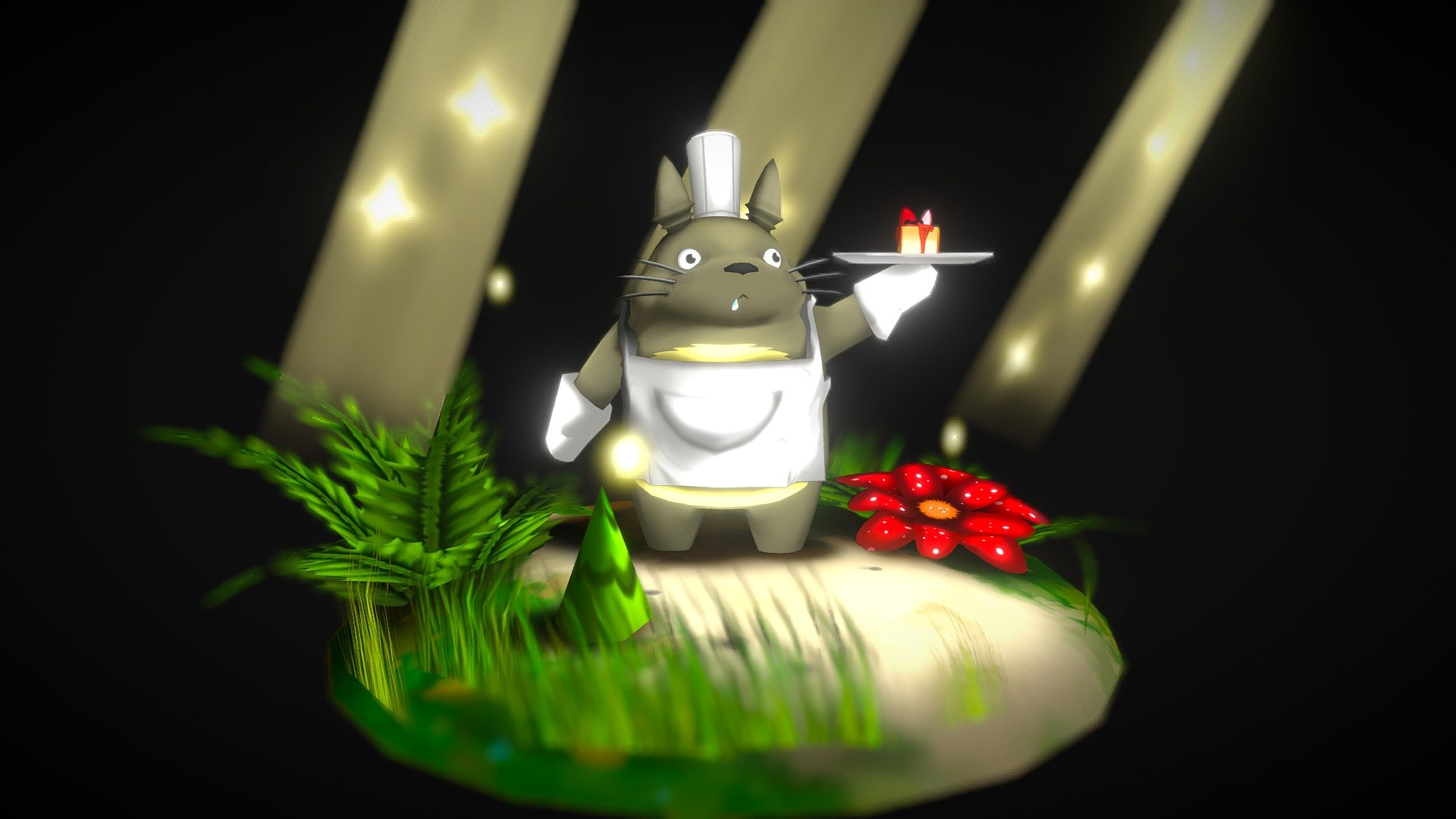 Totoro with Cake