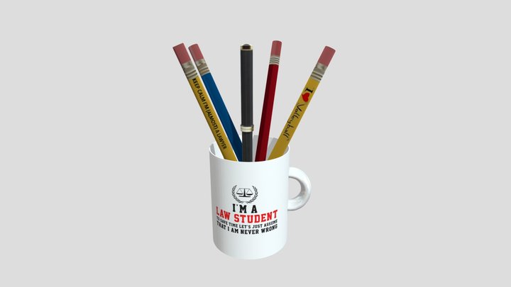 Mug With Pencils Etc 3D Model