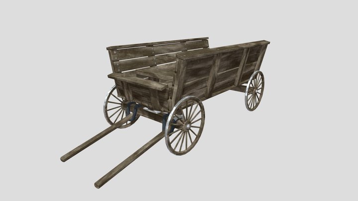Low Poly: Wooden Cart 3D Model