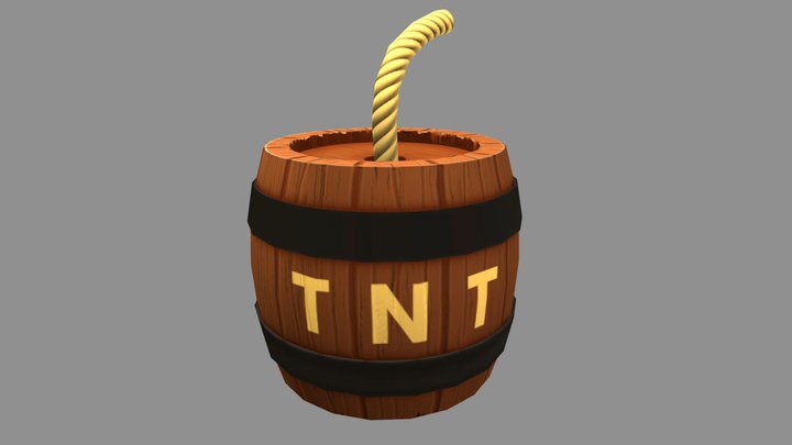 Wooden barrel bomb TNT Low Poly 3D Model