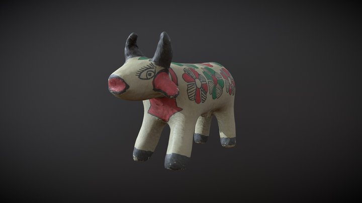 Hand Made Cow Figurine From India 3D Model