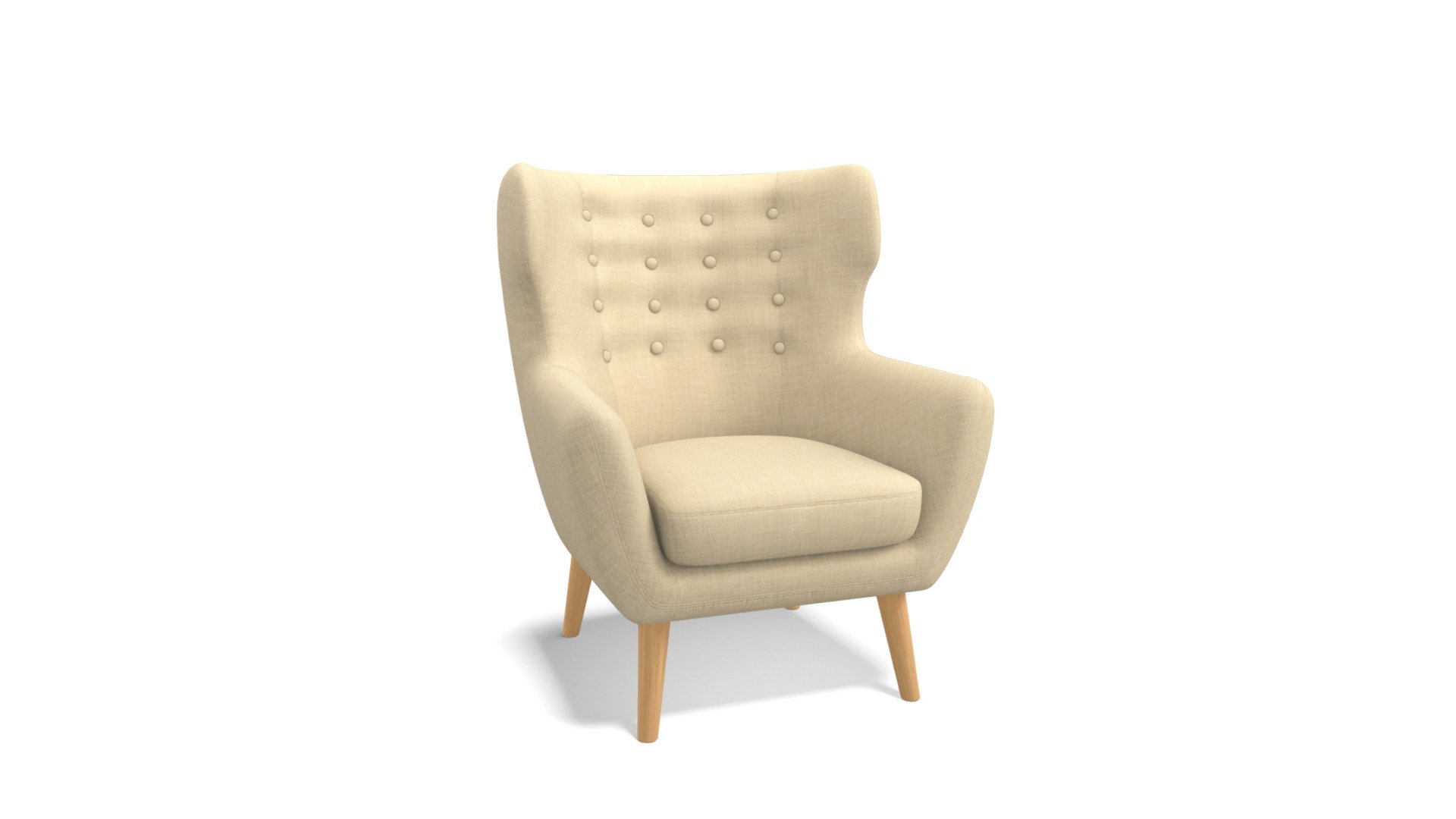 Kubrick Wing Back Armchair, Barley Beige Download Free 3D model by