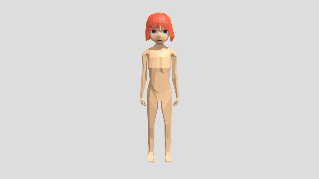 Low poly girl who looks at you with contempt