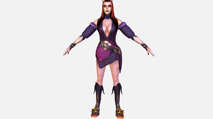 Game MMO RPG Character Armored Succub Women Elf 3D Model