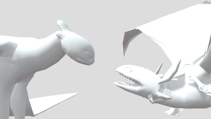 Toothless meets Light Fury 3D Model