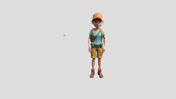 Living Island Character with Backpack 3D Model