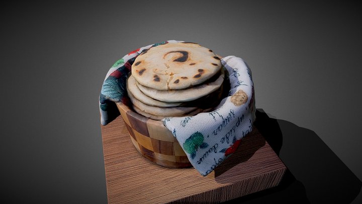 typical tortillas basket blanket wooden canasta 3D Model