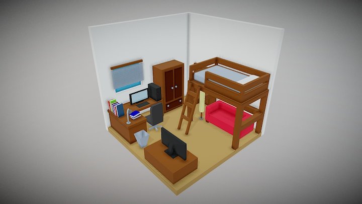 Low poly room 3D Model