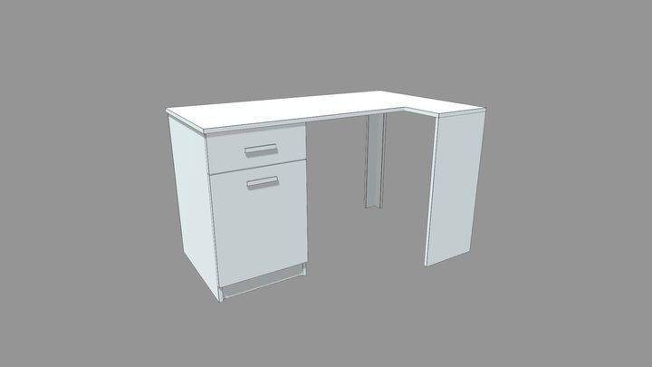 L shape desk 3D Model