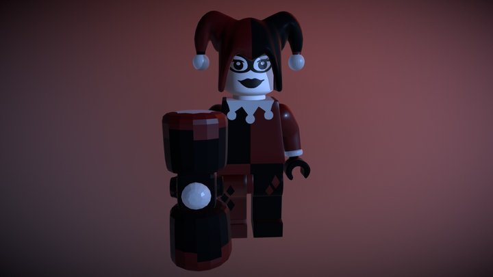 Legoman part 2: Harley Quinn me with materials 3D Model