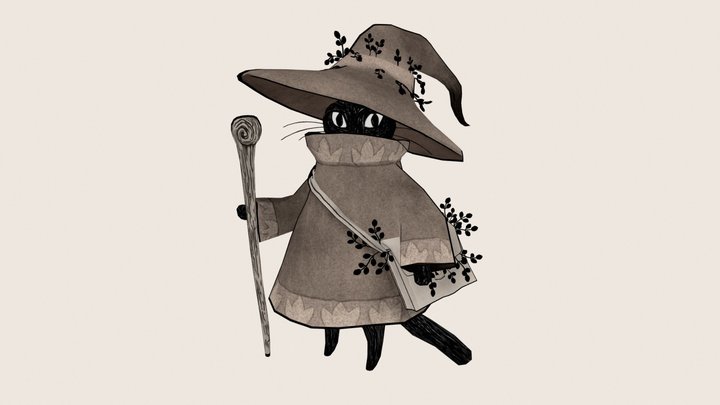 The Wizard Cat (original concept: Heikala) 3D Model