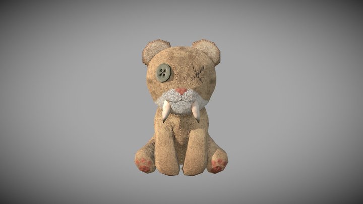 Old saber-tooth tiger plush 3D Model
