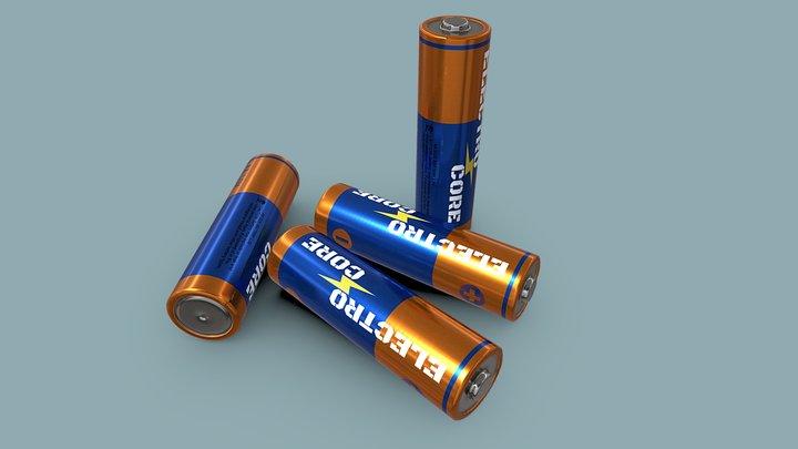Double AA batteries 3D Model
