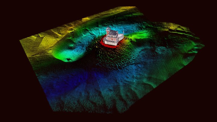 Hudson Athens Lighthouse and Bathymetric Model 3D Model