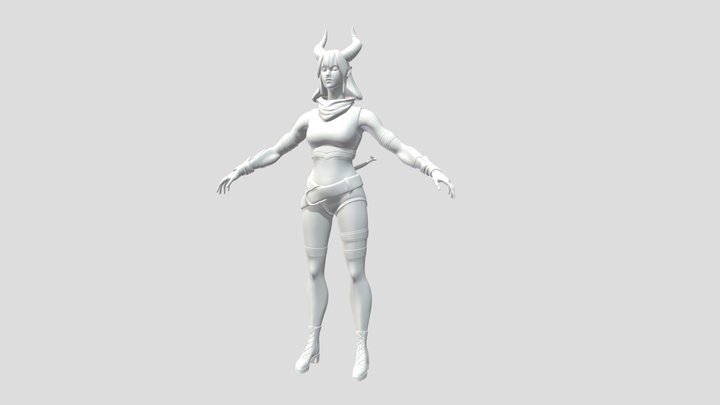 Demon Fortnite Girl 3D Model