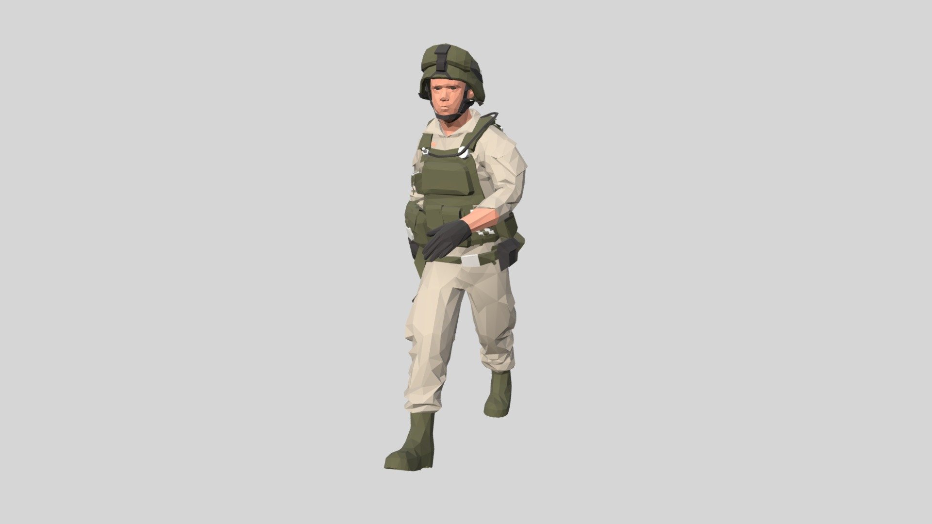 Low poly Army Man Animated 03