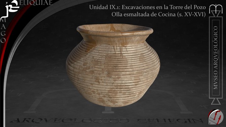 Restauración Virtual: Olla esmaltada (s. XV-XVI) 3D Model