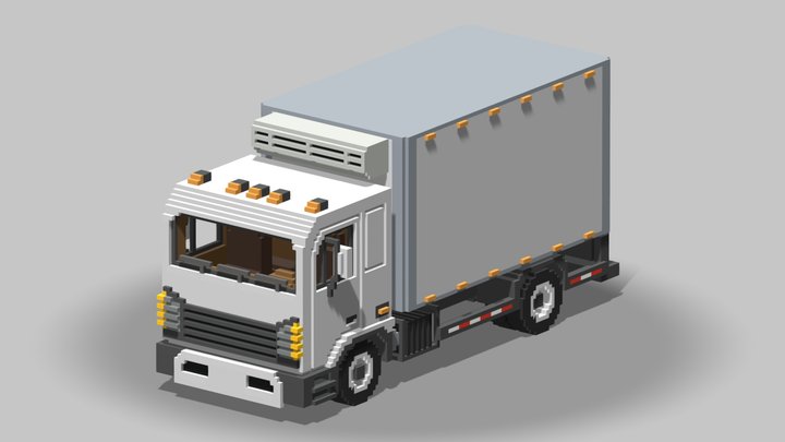 Voxel Refrigerator Truck 3D Model