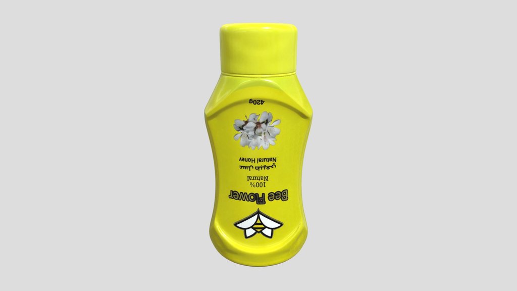 Bee Flower Natural Honey Bottle 3D Model