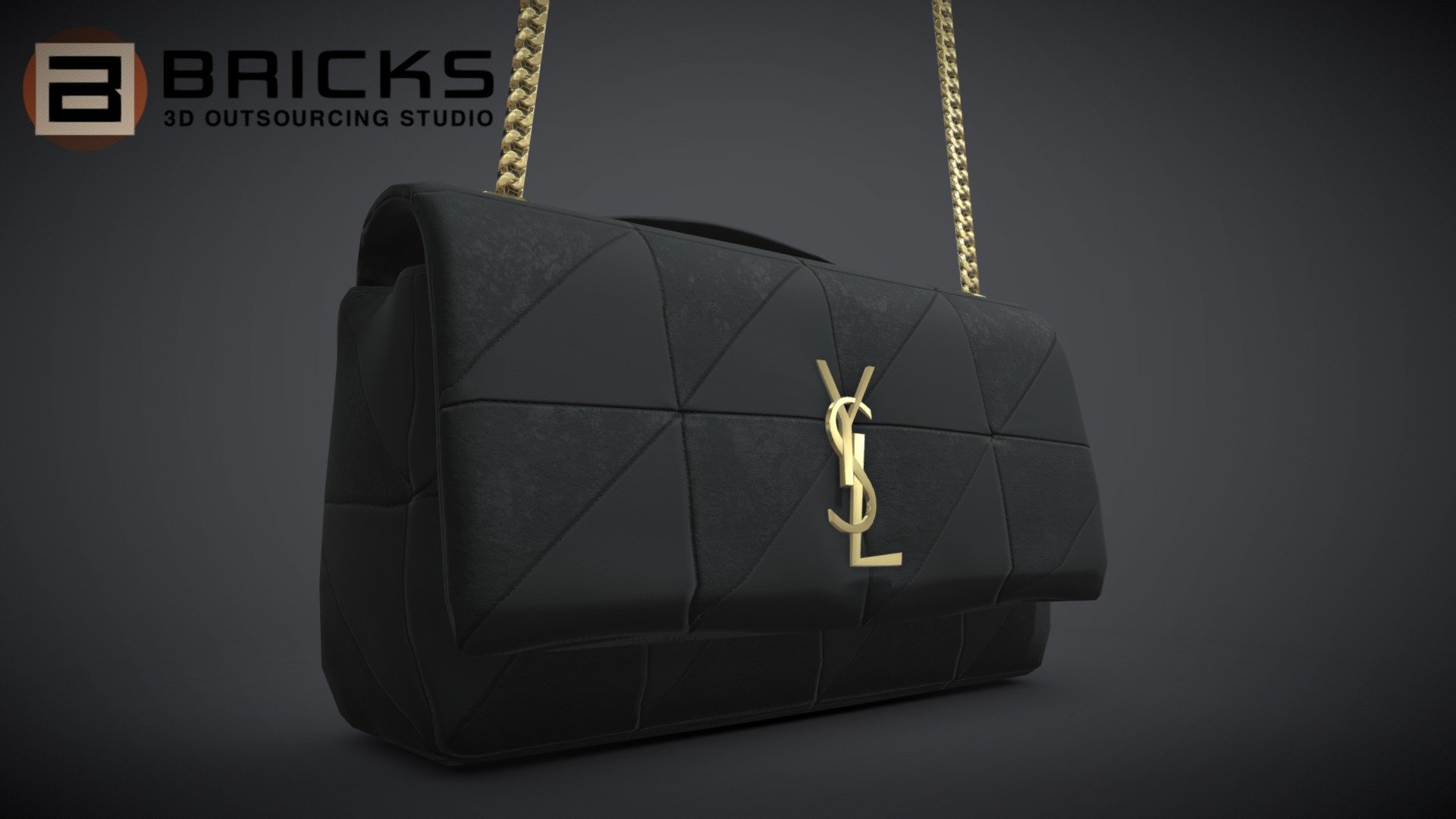 3D model YSL Saint Laurent College Medium Chain Bag Black VR / AR