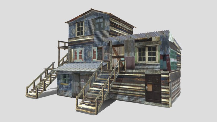 Shanty Stores And Garage 3D Model