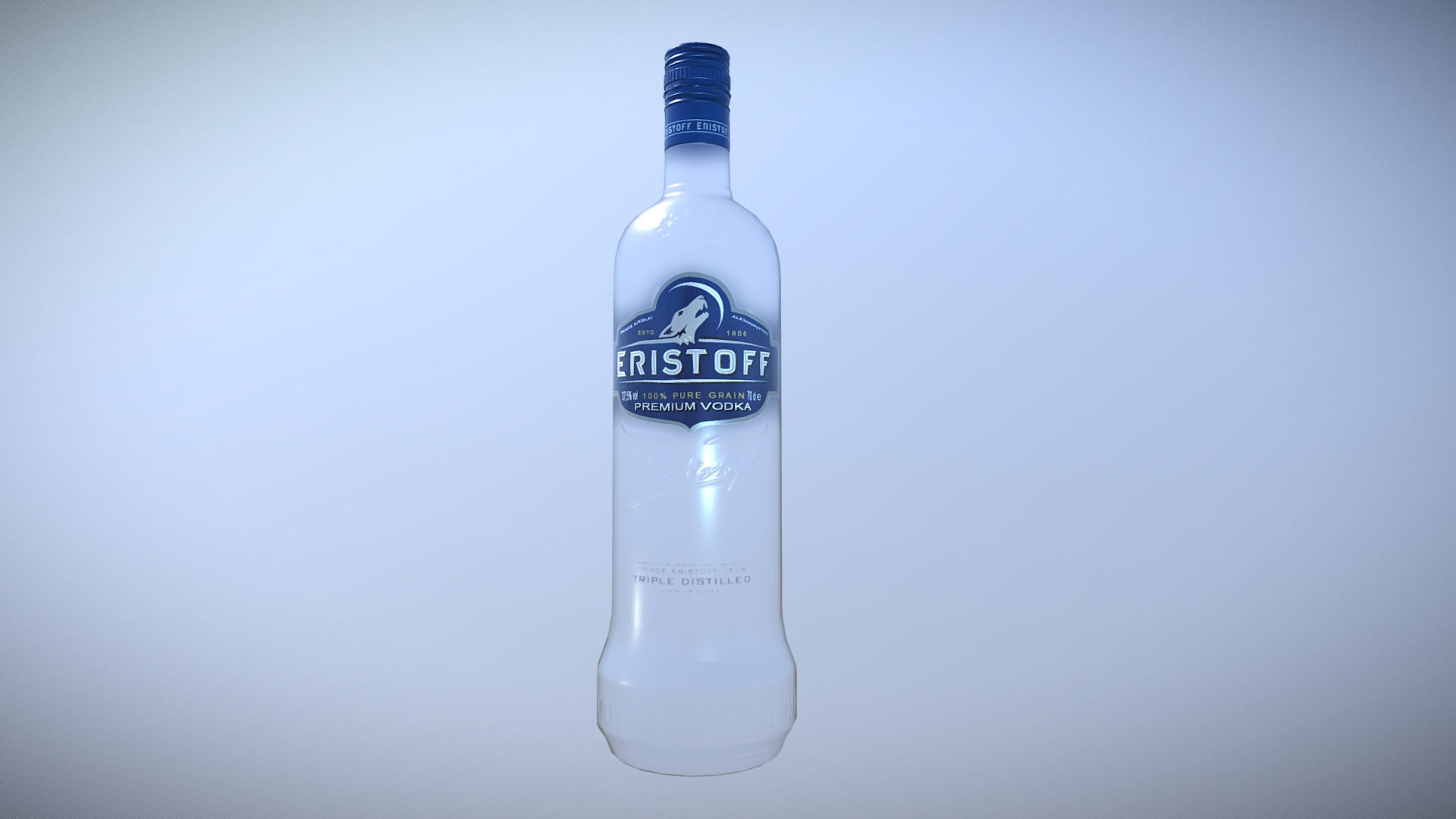 3D model Eristoff bottle medium-poly - This is a 3D model of the Eristoff bottle medium-poly. The 3D model is about a bottle of water.