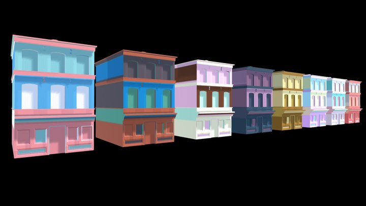 Stylized City Buildings Pack 2 3D Model