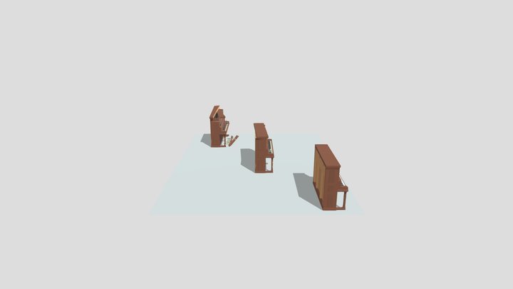 new piano, old piano, broken piano ver2 3D Model