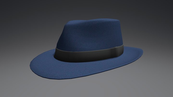 Trilby Hat (Blue) 3D Model