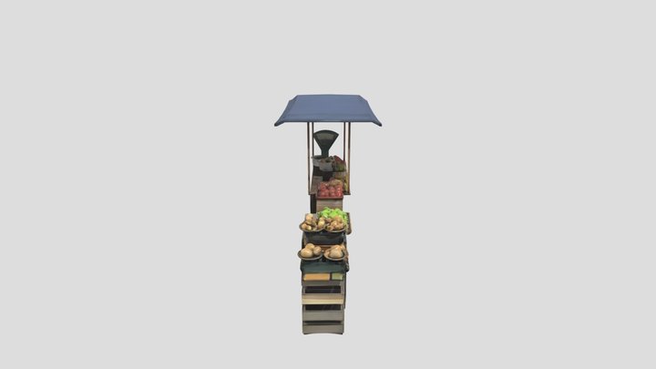 Fruit stall with canopy 3D Model
