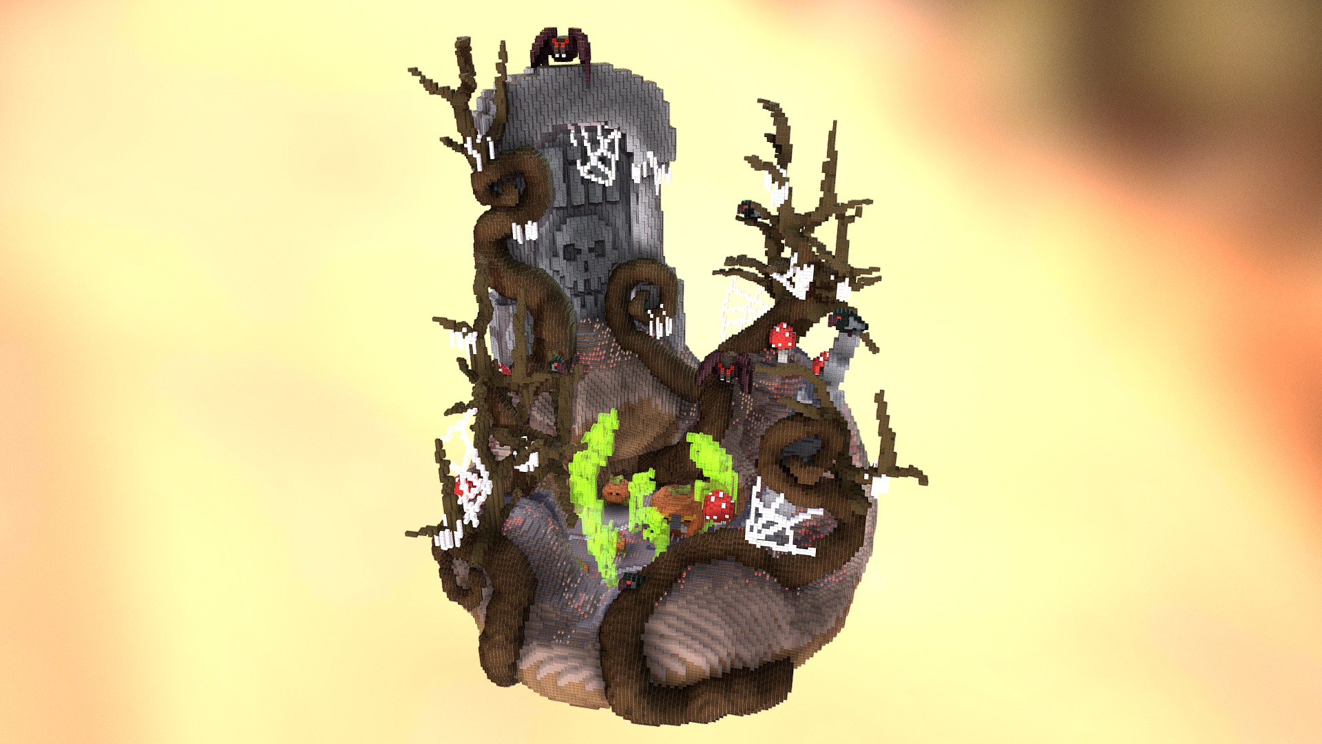 3D model Halloween PVP - This is a 3D model of the Halloween PVP. The 3D model is about a wood carving of a castle.