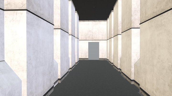 hallway 4 with 2 ways (room2_4_opt) - SCP:CB 3D Model