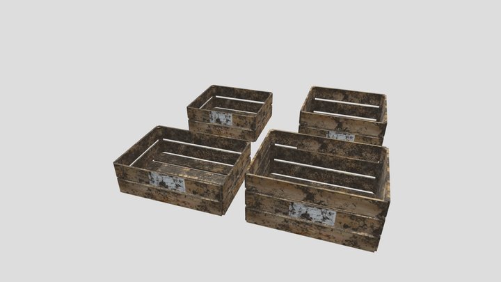 Wooden vegetable crate 3D Model