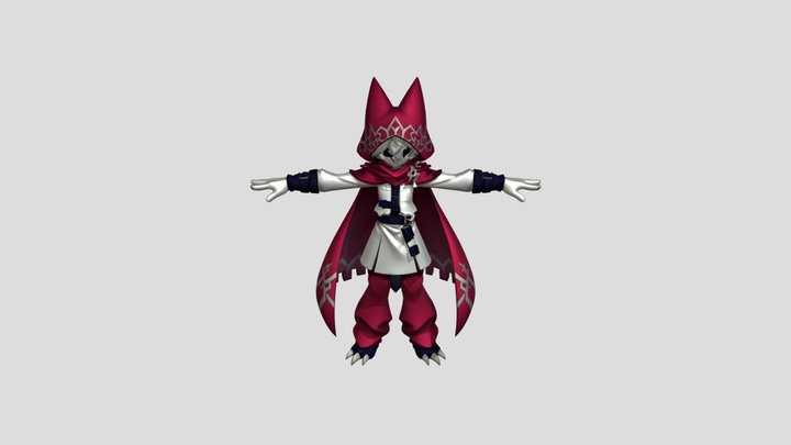 Crimson Hooded Skeleton 3D Model