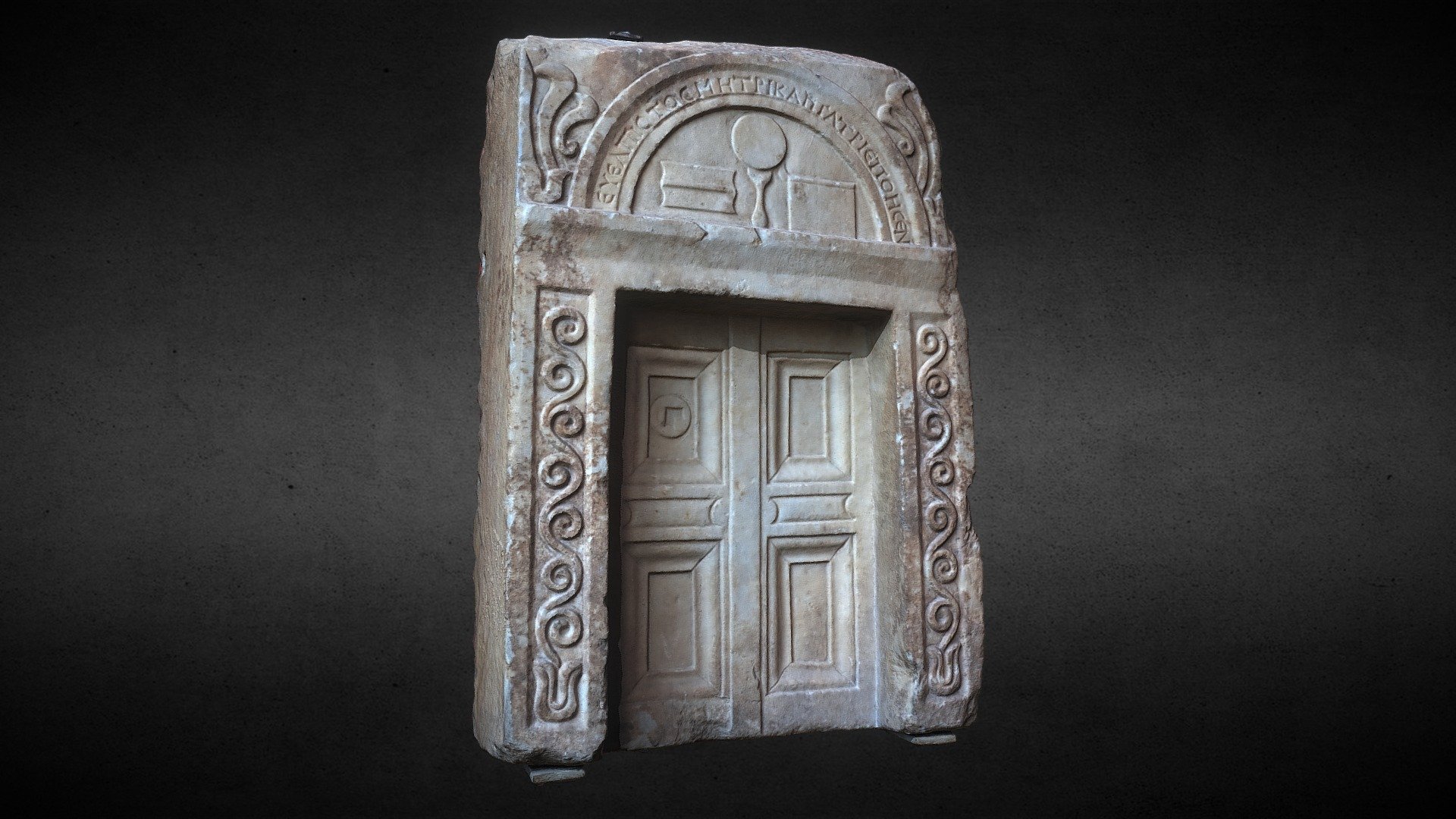 Funerary stele depicting toiletries — Sketchfab embed 3D viewer