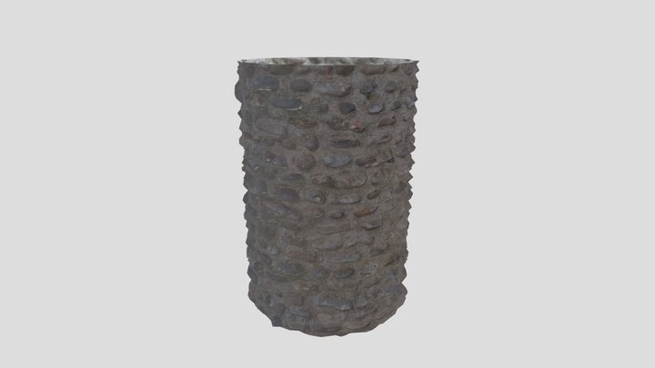 Stone Cylinder Post Pillar Dry Pebbles