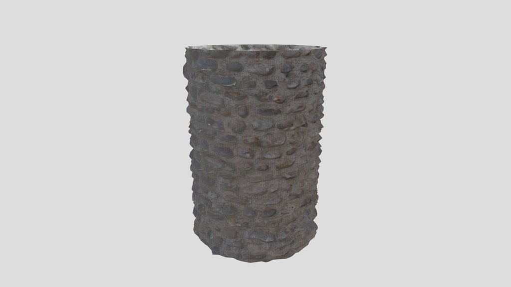 Stone Cylinder Post Pillar Dry Pebbles