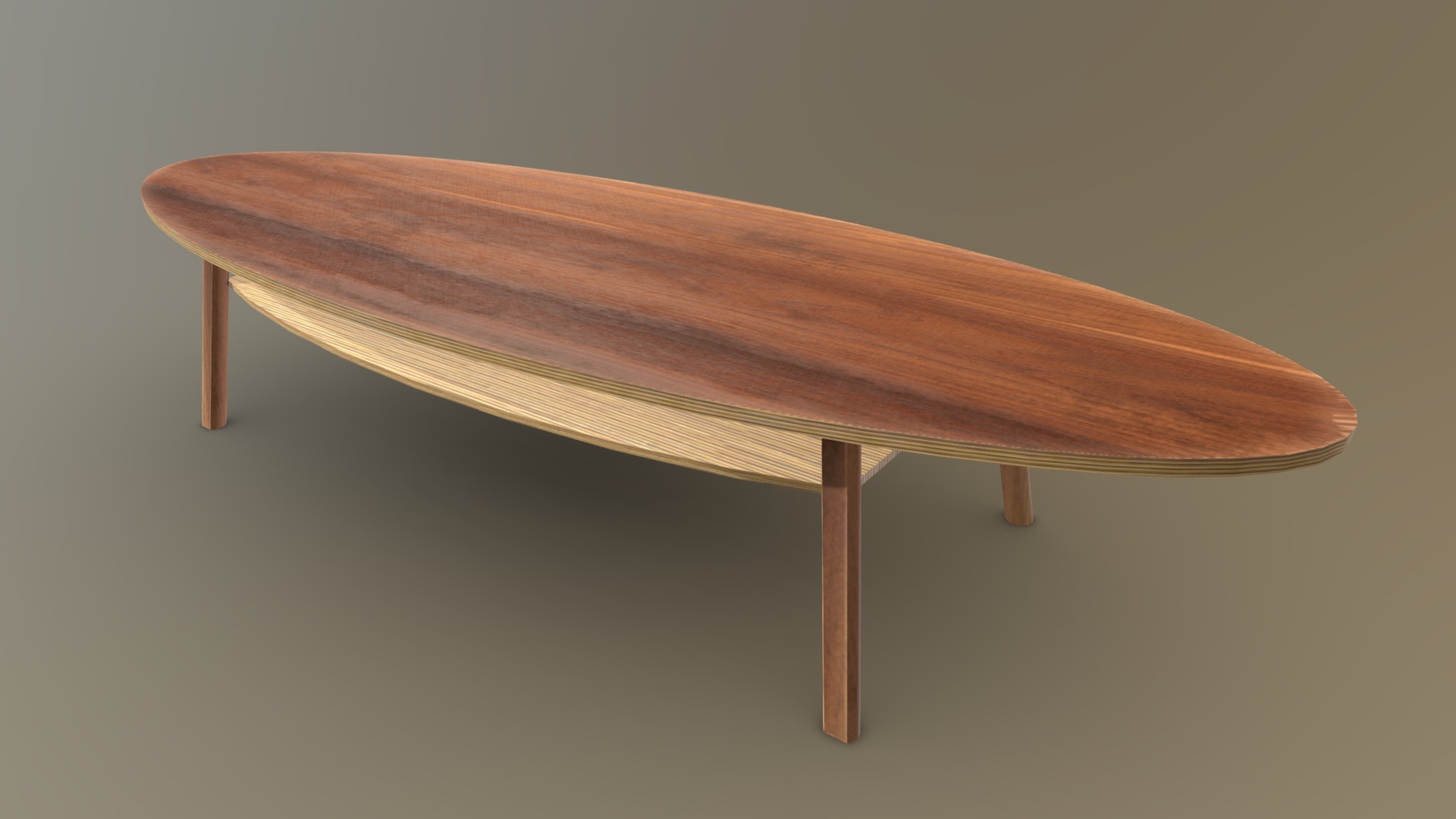 3D model Coffee Table - This is a 3D model of the Coffee Table. The 3D model is about a wooden table with legs.