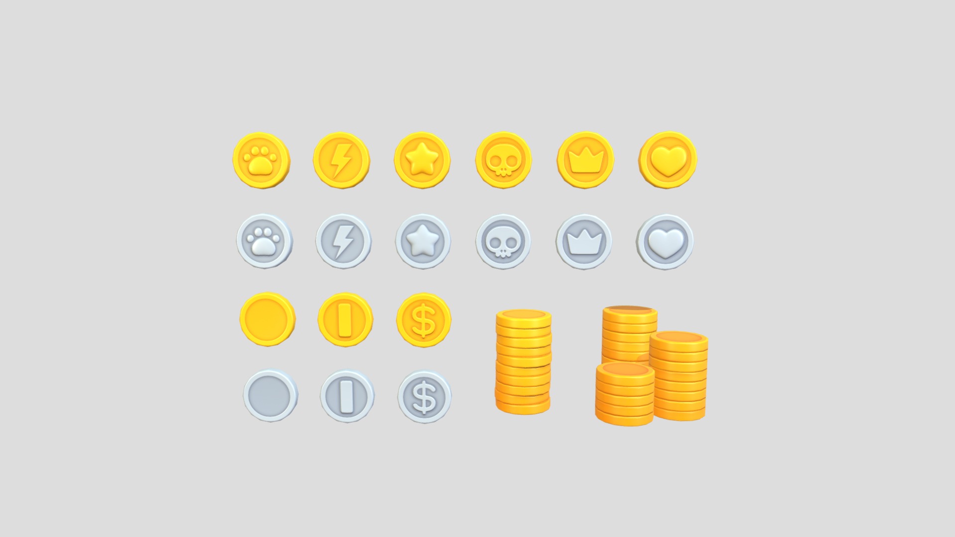 3D model Coin Pack - This is a 3D model of the Coin Pack. The 3D model is about icon.