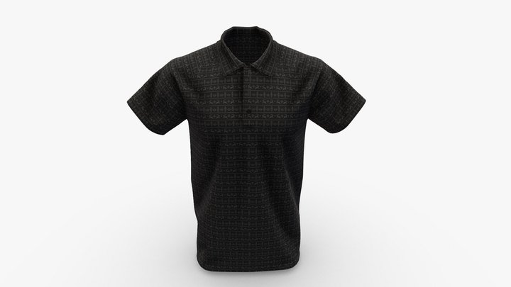 Christmas Black Polo Shirt 3D Model