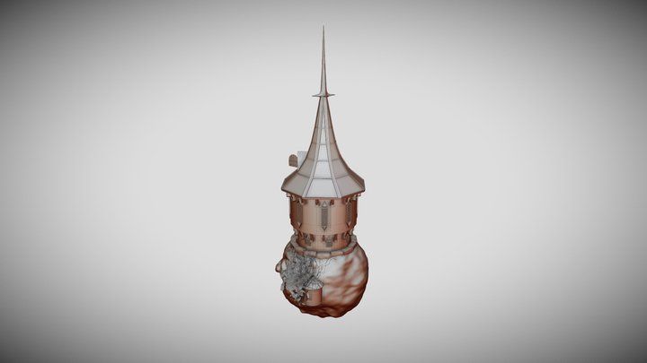 Rock with Face tower 3D Model