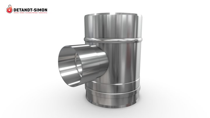 KBI1466F0 - Té air 80 femelle TWIN BIOMASS INOX 3D Model