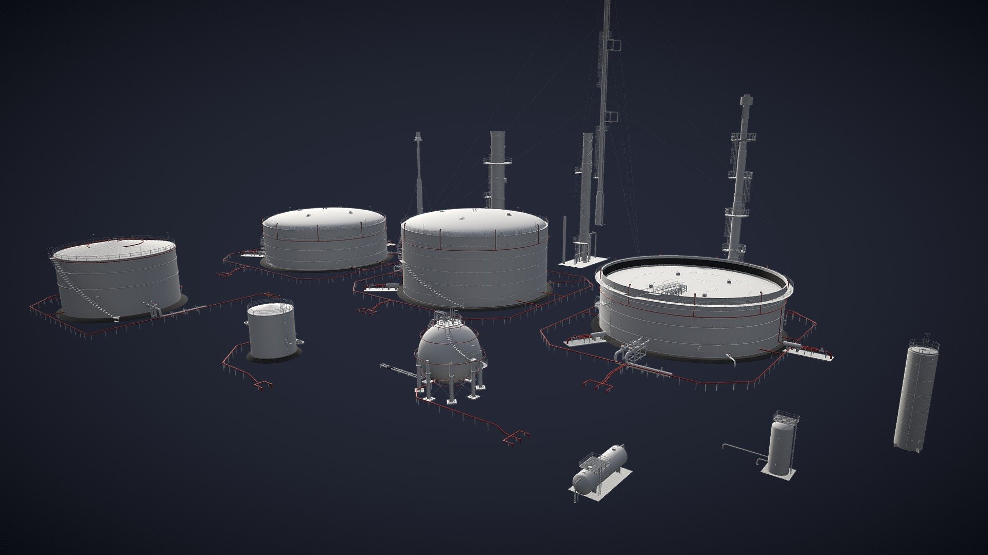 oil tanks and flare stacks - Buy Royalty Free 3D model by cikameja ...
