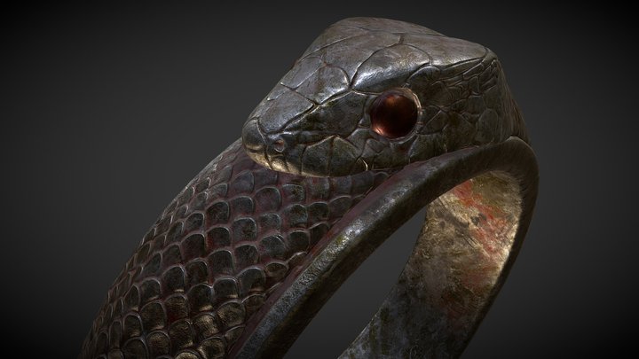 Ouroboros snake ring V3 ( rough Iron) 3D Model