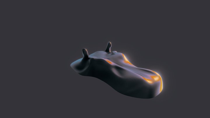 Hippopotamus head on swamp 3D Model