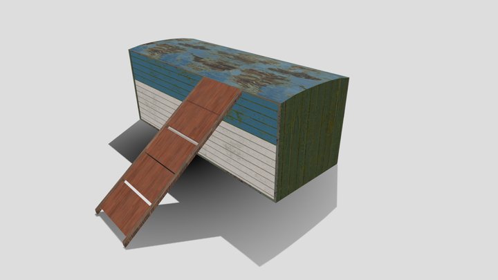 low poly old wagon 3D Model