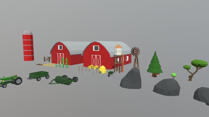 Low Poly Farm Pack 3D Model