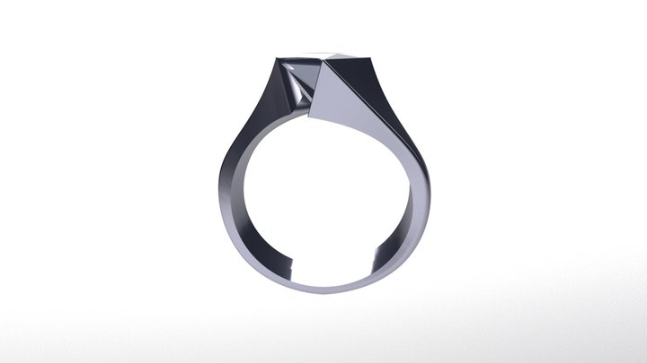 Princess cut tension set ring. 3D Model