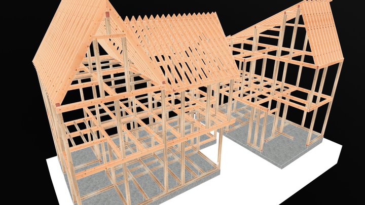 wooden frame construction 3D Model