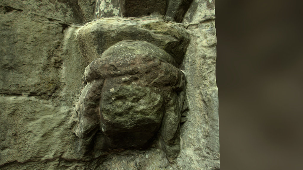 Denbigh Castle, maiden head carving